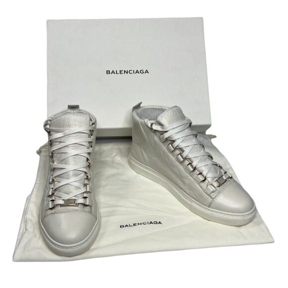 Balenciaga White Arena High Sneakers Size 37 with box and dust bag - Picture 1 of 12